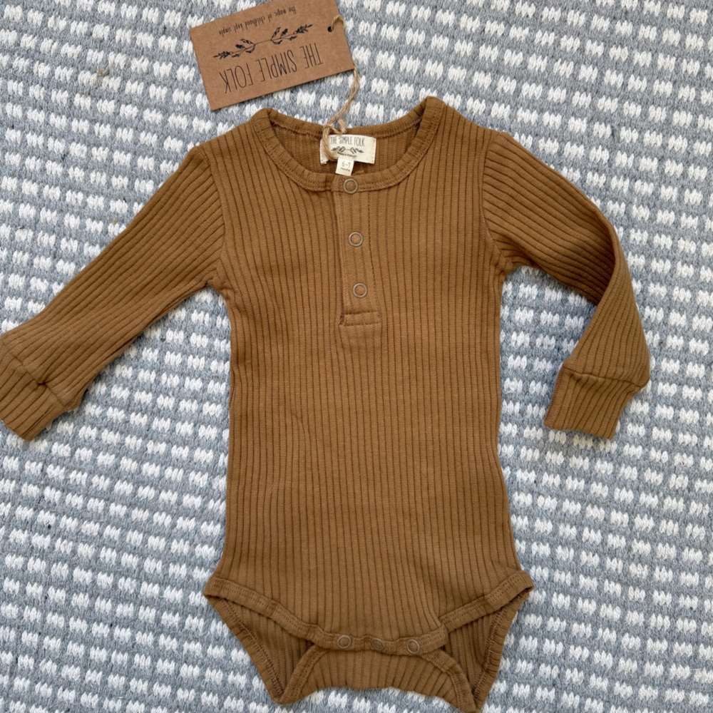 The Simple Folk Brown Ribbed baby Bodysuit NWT
